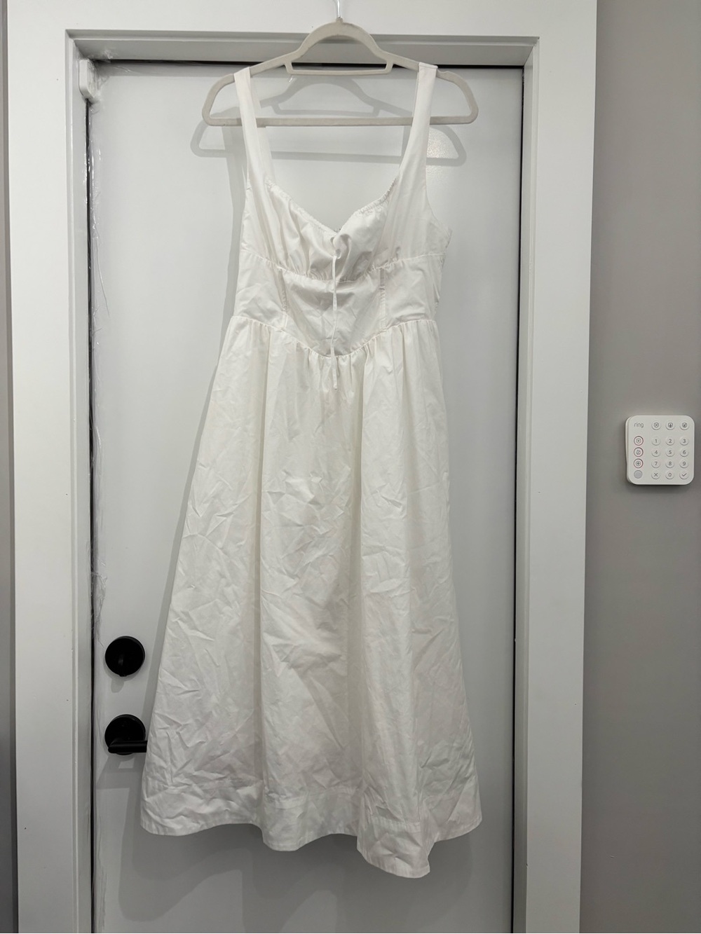 ASTR The Label White Midi Dress Size Large Square Neck Cottagecore Summer - Picture 2 of 5
